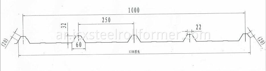 Roof Tile Roll Forming Machine profile drawing